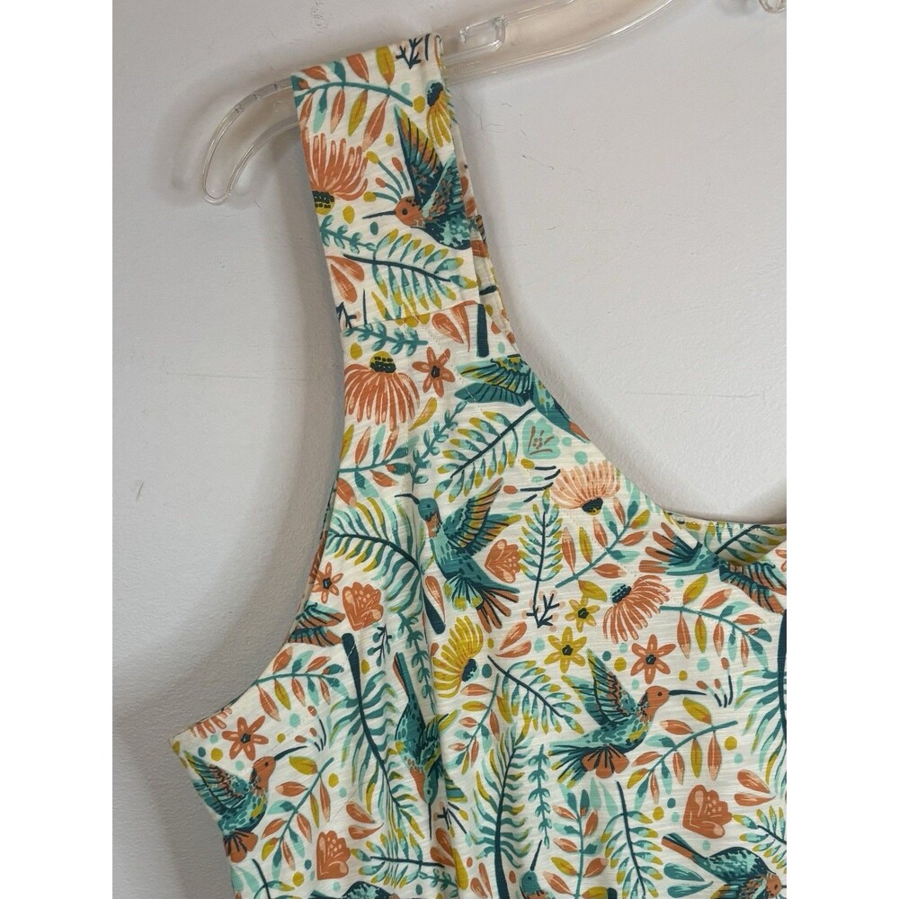DULUTH TRADING To N Flow Hummingbird Midi Tank Dress Large Cottagecore Pockets - Picture 5 of 13